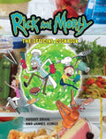 Halloween-Emporium Rick & Morty: The Official Cookbook featuring Rick and Morty cooking in a portal.