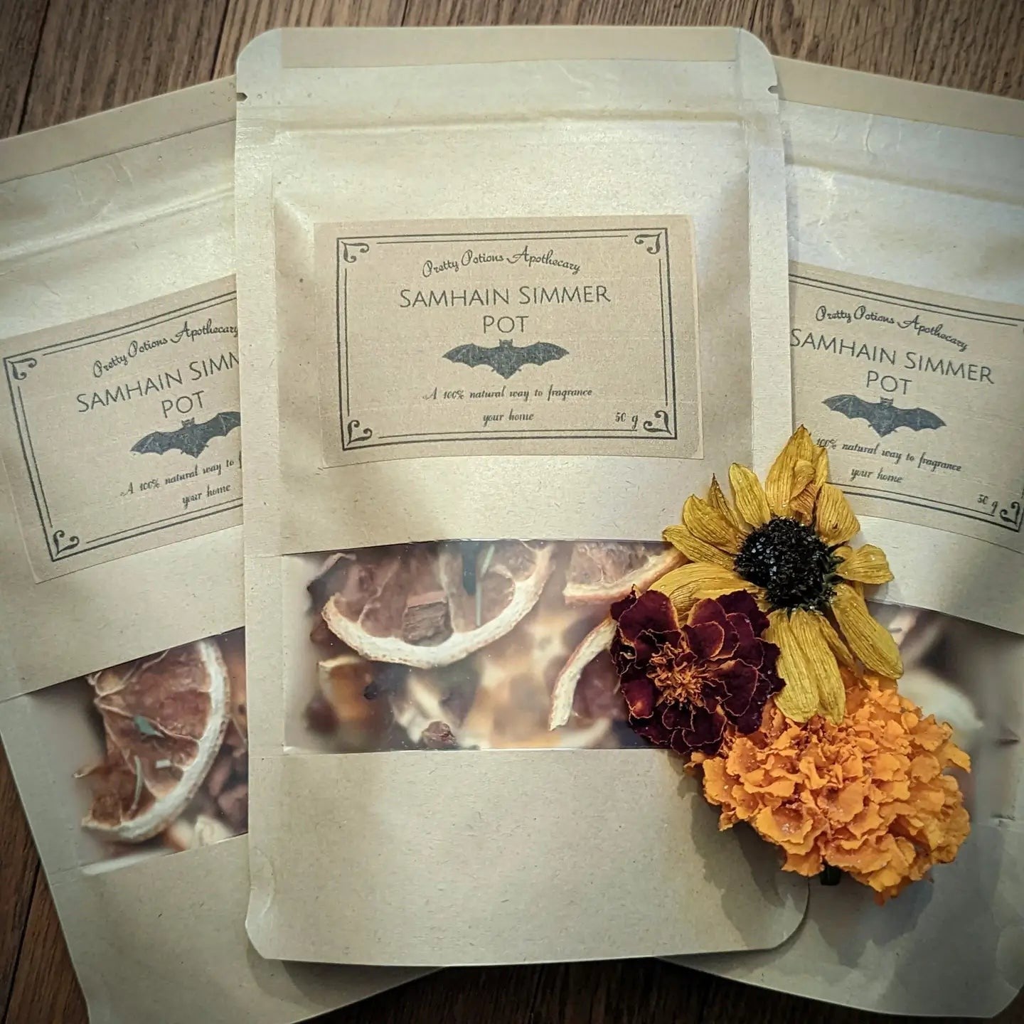 Halloween-Emporium Pretty Potions Apothecary Samhain simmer pot fragrance blend with dried citrus and botanicals.