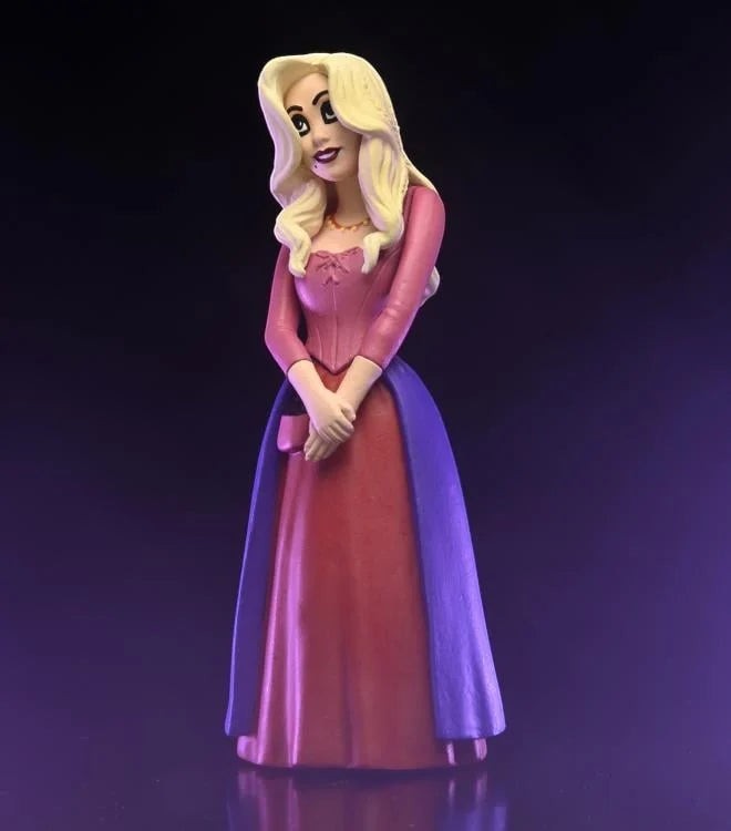 Halloween-Emporium Sarah Sanderson figure from the NECA Sanderson Sisters set with blonde hair and a pink dress