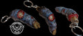 Halloween-Emporium ThurstonFX Studios severed finger keychain with realistic decaying skin and bloody bone detail.