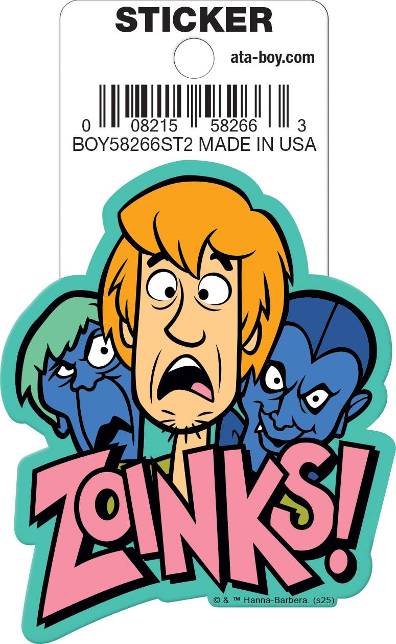 Halloween-Emporium Scooby-Doo Shaggy Rogers die-cut sticker featuring a scared expression and Zoinks text.