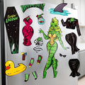 Halloween-Emporium Kreepsville She Creature dress up magnet set featuring a green sea monster and various outfits.