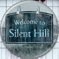 Halloween-Emporium 3-inch Silent Hill button featuring the iconic Welcome to Silent Hill sign design.