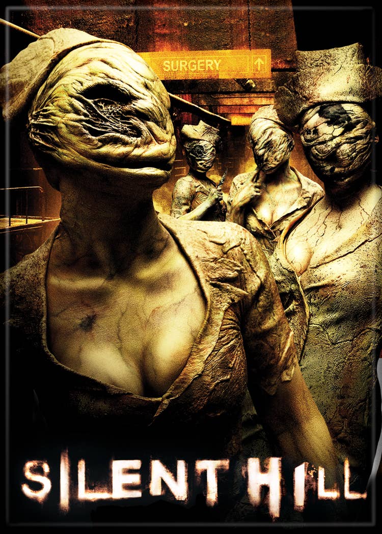 Halloween-Emporium Silent Hill Dark Nurses magnet featuring haunting, weathered figures in a gritty hospital setting.