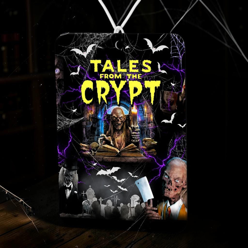 Halloween-Emporium Tales from the Crypt honeysuckle scented car air freshener with horror movie graphic art