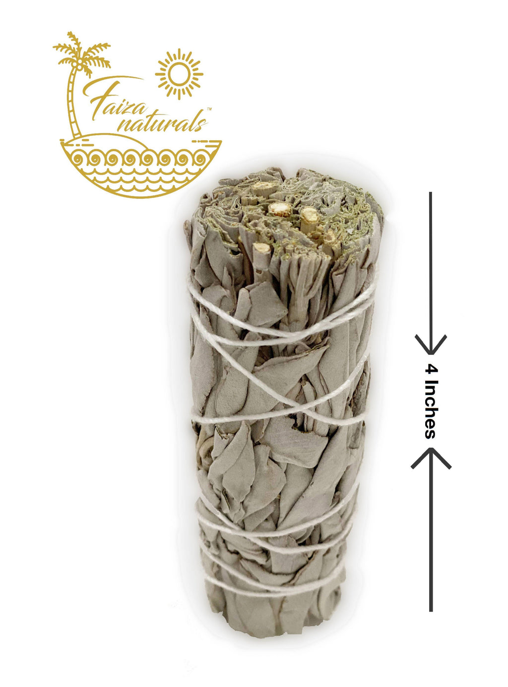 Halloween-Emporium 4-inch organic California white sage smudge bundle hand-tied with cotton string