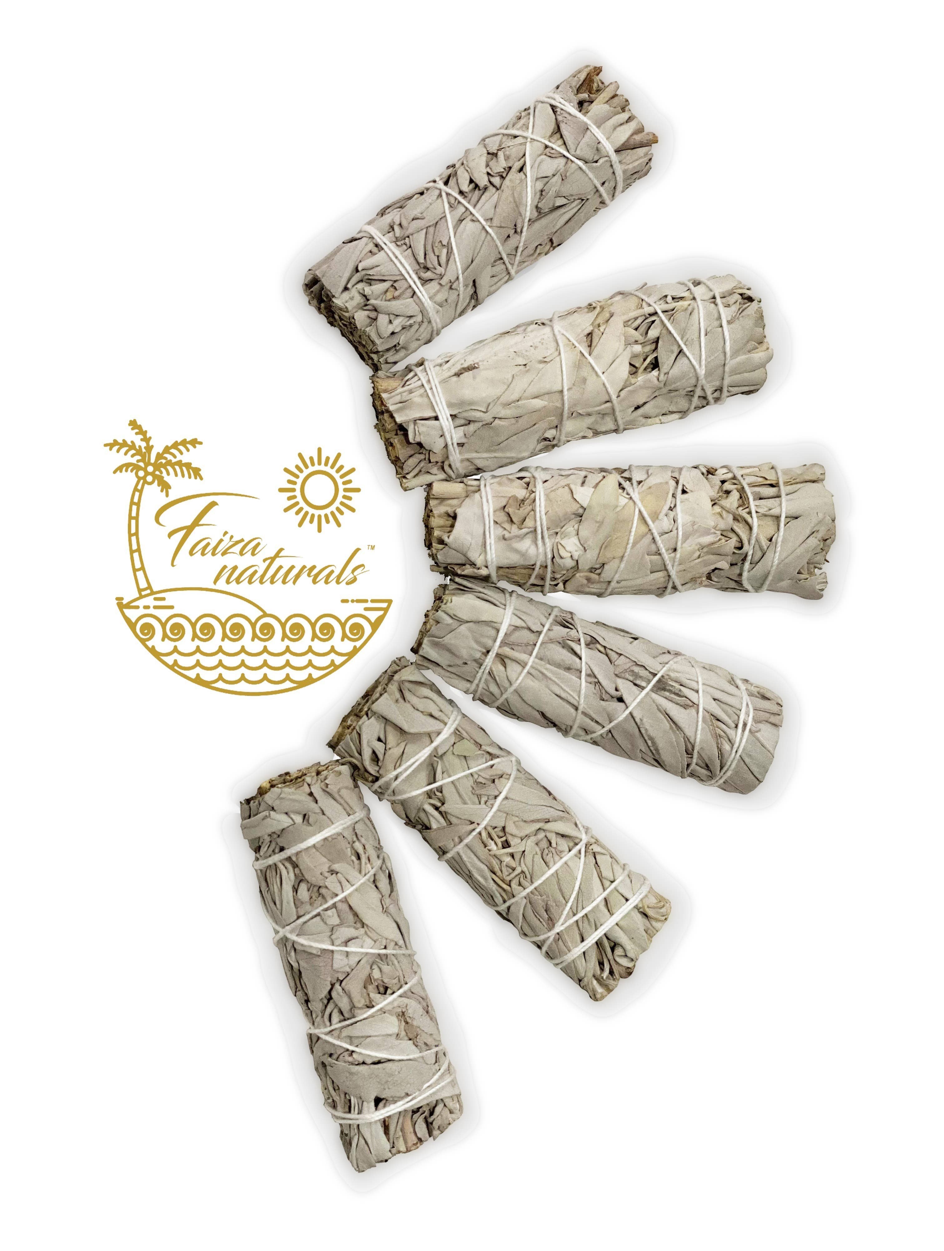 Halloween-Emporium 4-inch organic California white sage smudge bundles hand-tied with cotton string