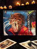 Halloween-Emporium Wolfman hand crafted folded wallet featuring a vintage comic book werewolf illustration