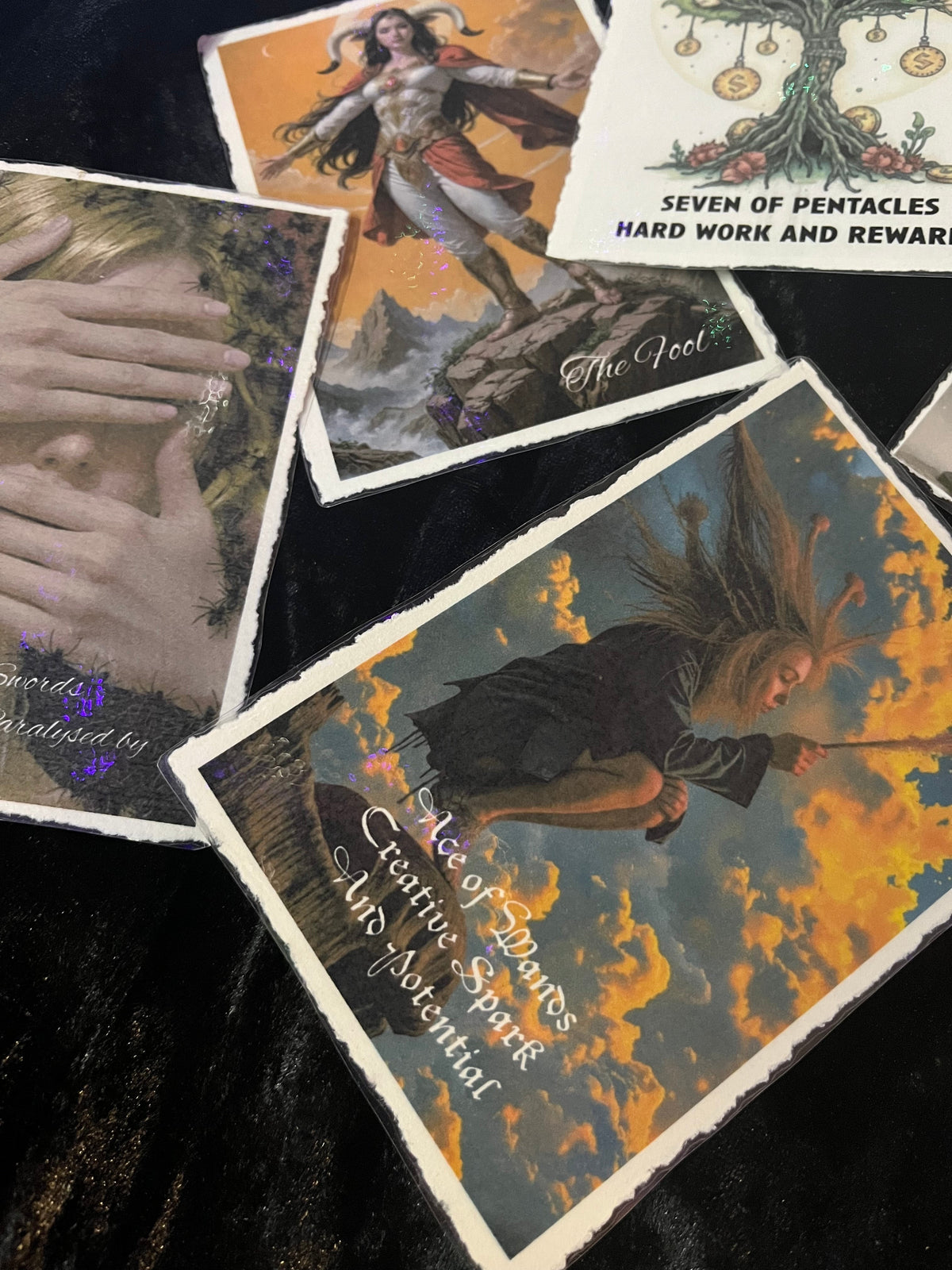 Halloween-Emporium Las Vegas Designed Zodiac Tarot cards featuring vibrant, artistic illustrations on laminated paper.