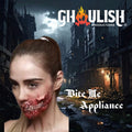 Halloween-Emporium Ghoulish Productions Bite Me zombie facial appliance on a woman with realistic gruesome bite wound
