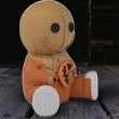 Halloween-Emporium Trick r Treat Sam vinyl figure with a textured knit-look design and orange burlap aesthetic.