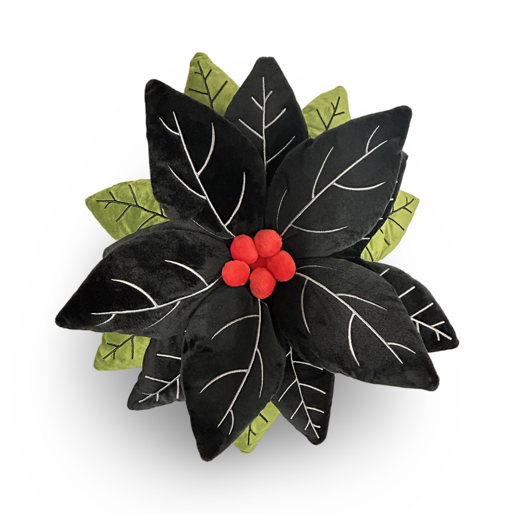 Black Poinsettia 21" Throw Pillow